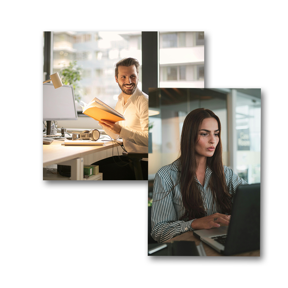 Personnes heureuses au travail grâce aux assistants ia